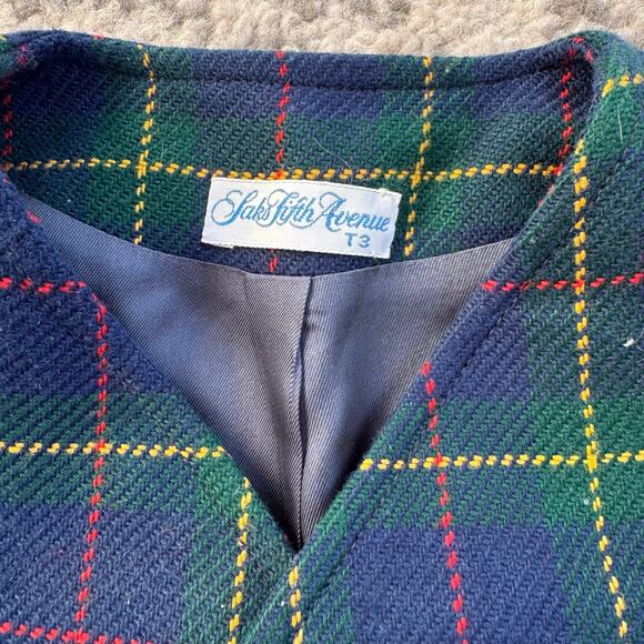 Vtg 1980s Saks Fifth Avenue Toddler Plaid Blazer 3T - Picture 2 of 5